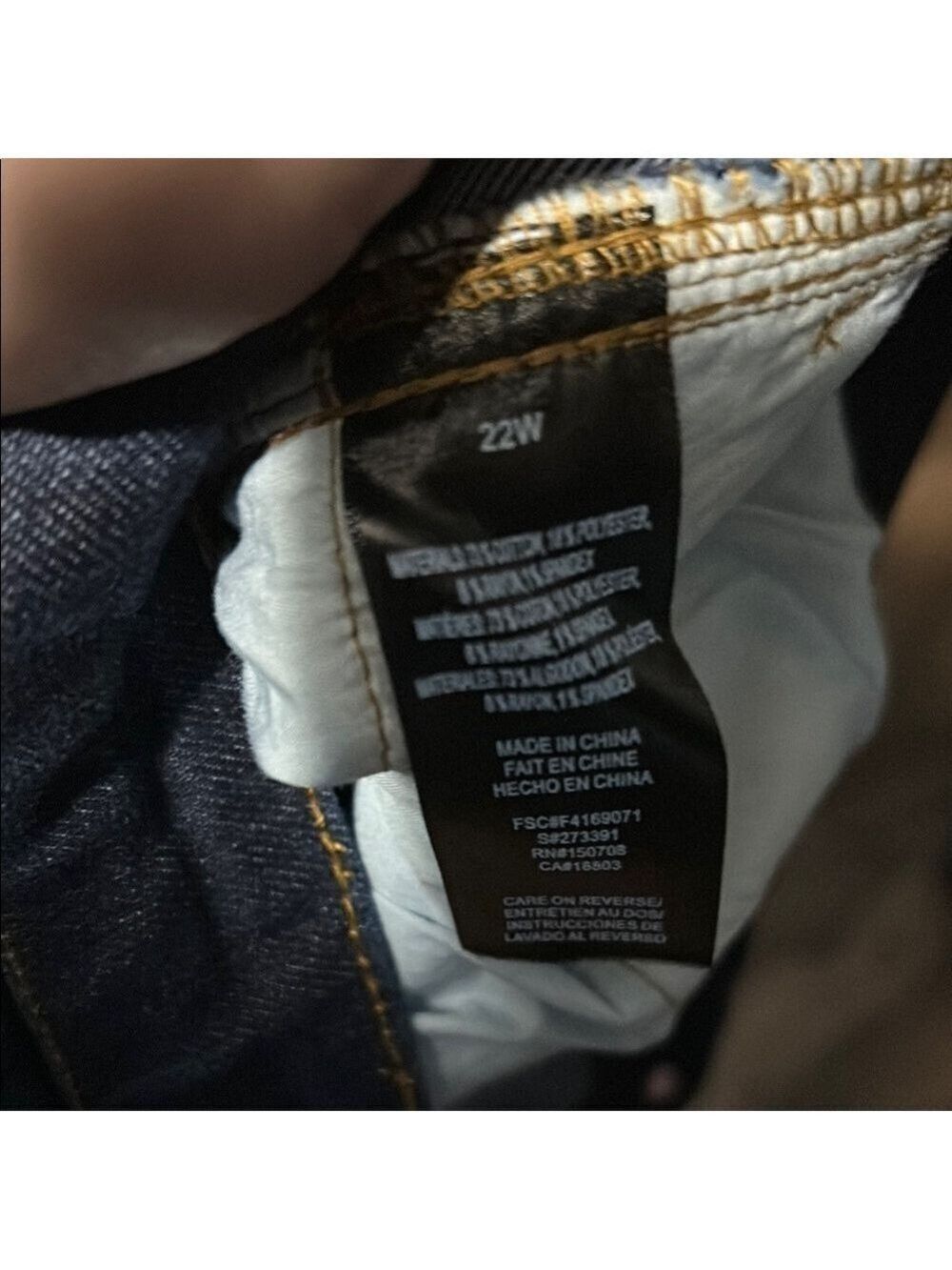 Avon Dark Blue Boot Cut Jeans Elastic Lined Waistband 22W NWOT - Picture 6 of 6